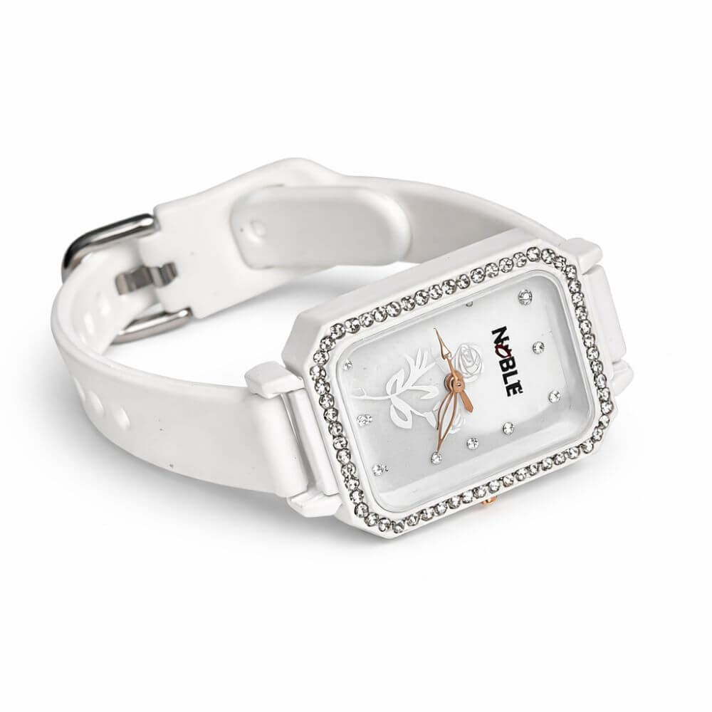 White Crystal Rose Watch